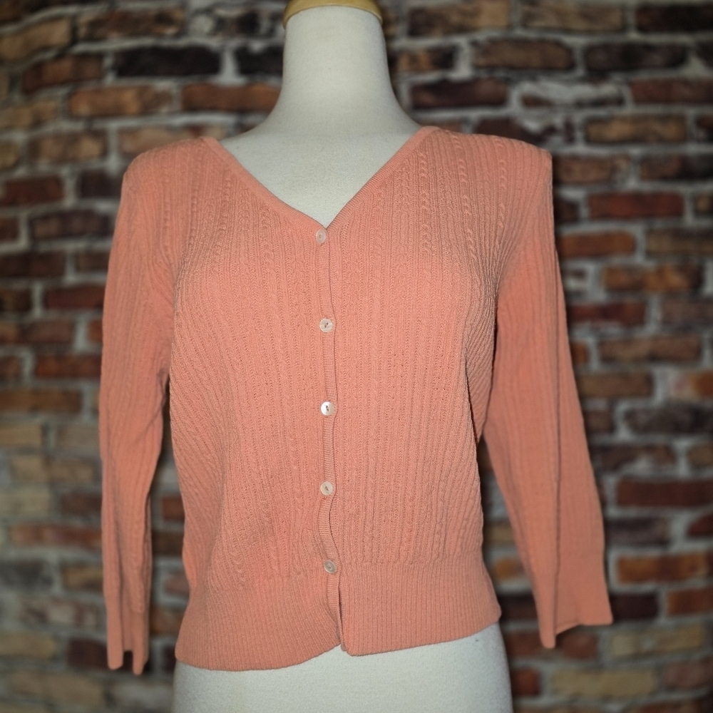 Liz Claiborne Women's Coral Cardigan Sweater Size Large